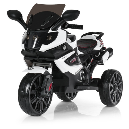 фото Мотоцикл для детей Bambi M 3986EL-1 два мотора 20W и кожаное сиденье (белый)