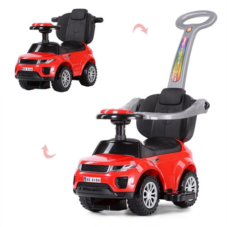 фото Детский толокар 2в1 с родительской ручкой Range Rover HZ614W-3 с багажником (красный)