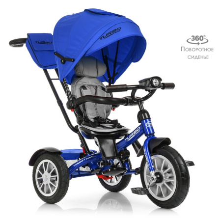 фото Трехколесный колясочный велосипед TurboTrike M 4057-10 поворотный со светом (синий индиго)