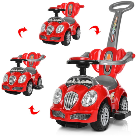 фото Детская каталка-толокар HZ 558 W-3 с родительской ручкой (красный)