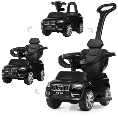 фото Детская каталка-толокар 2в1 Volvo XC 90 M 4114EL-2 мягкие колеса кожаное сиденье и ручка (черная)