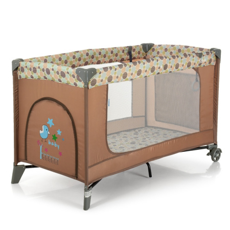 фото Детский манеж El Camino ME 1016 SAFE Beige Bubbles с входом и карманом (бежевый)