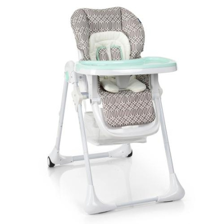 фото Стульчик для кормления детей Bambi M 3890-4 из кожы (серо-мятный)