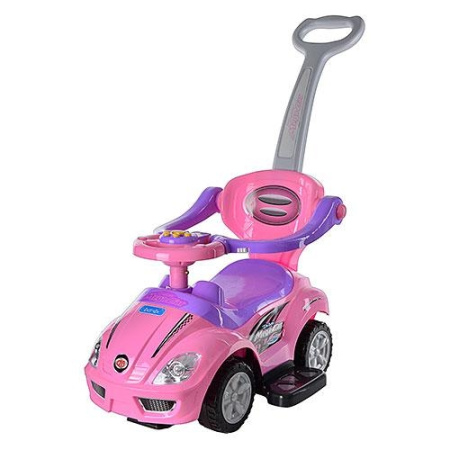 фото Детская машинка каталка Z 382-8 толокар с родительской ручкой (розовая)