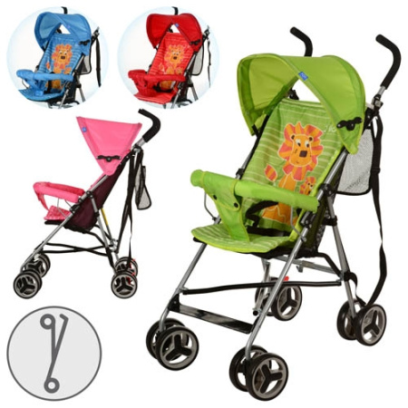 фото Прогулочная детская коляска BAMBI M 2716 с львенком (розовая красная зеленая голубая)