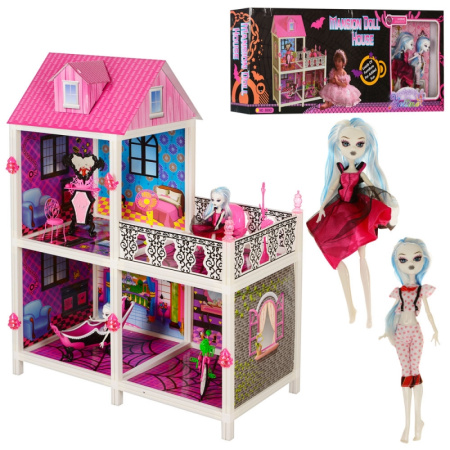 фото Кукольный домик Monster High 66901 два этажа с мебелью и куклами